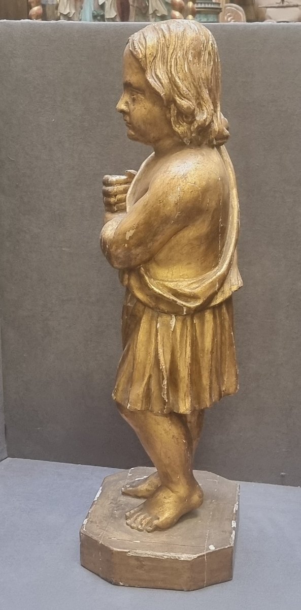 SCULTURA IN LEGNO DORATO - PUTTO REGI ASTA - FRANCIA - Metà dell'800-photo-2