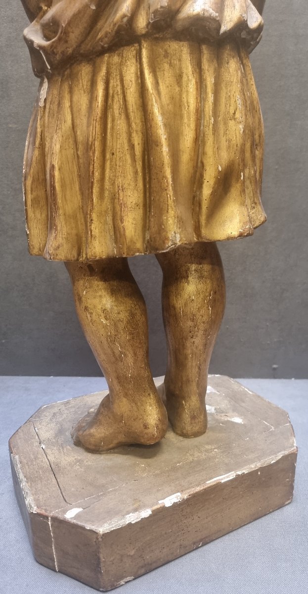 SCULTURA IN LEGNO DORATO - PUTTO REGI ASTA - FRANCIA - Metà dell'800-photo-3