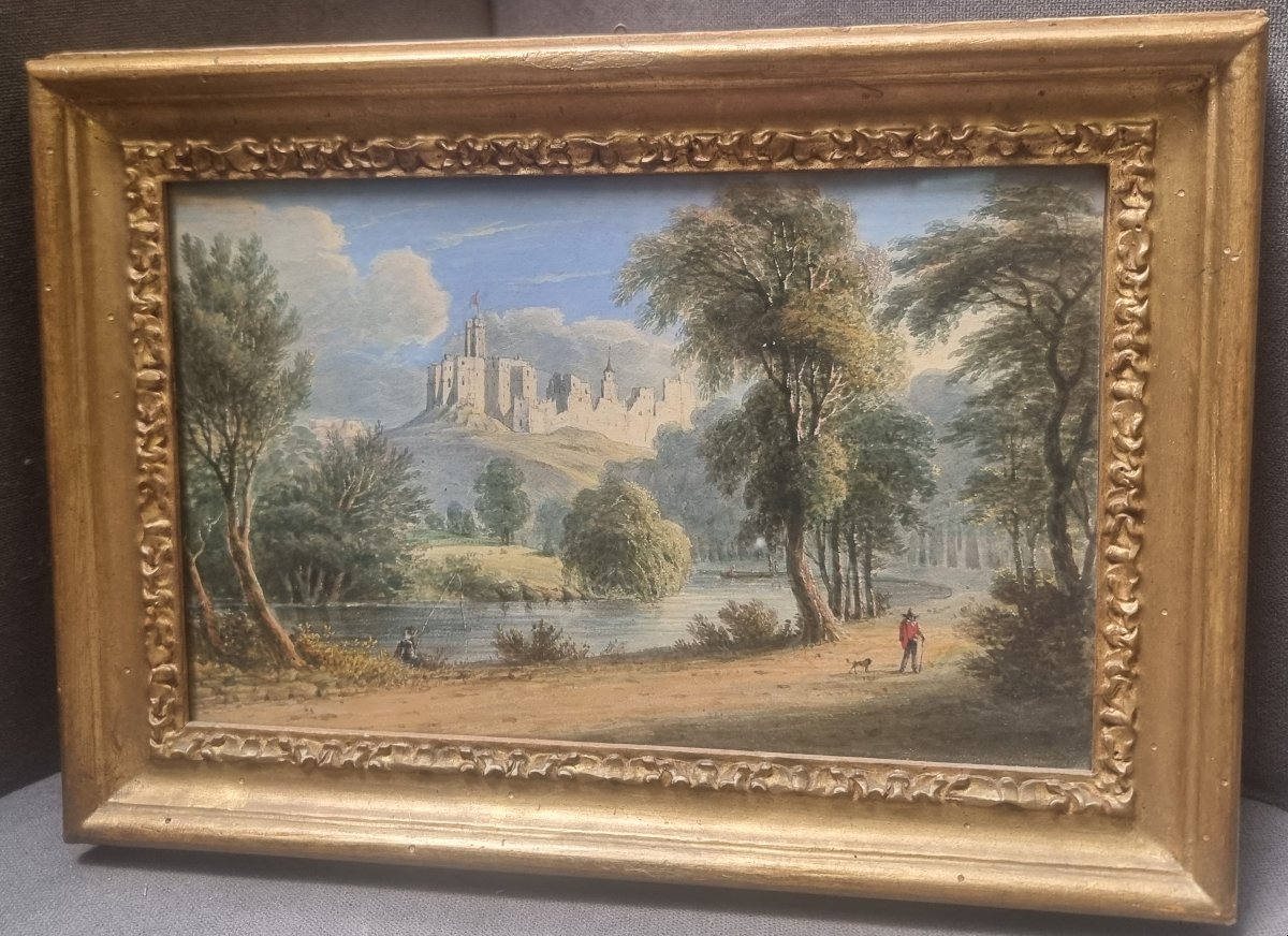 QUADRO ACQUERELLO - PAESAGGIO - CENTRO ITALIA - DELL'800
