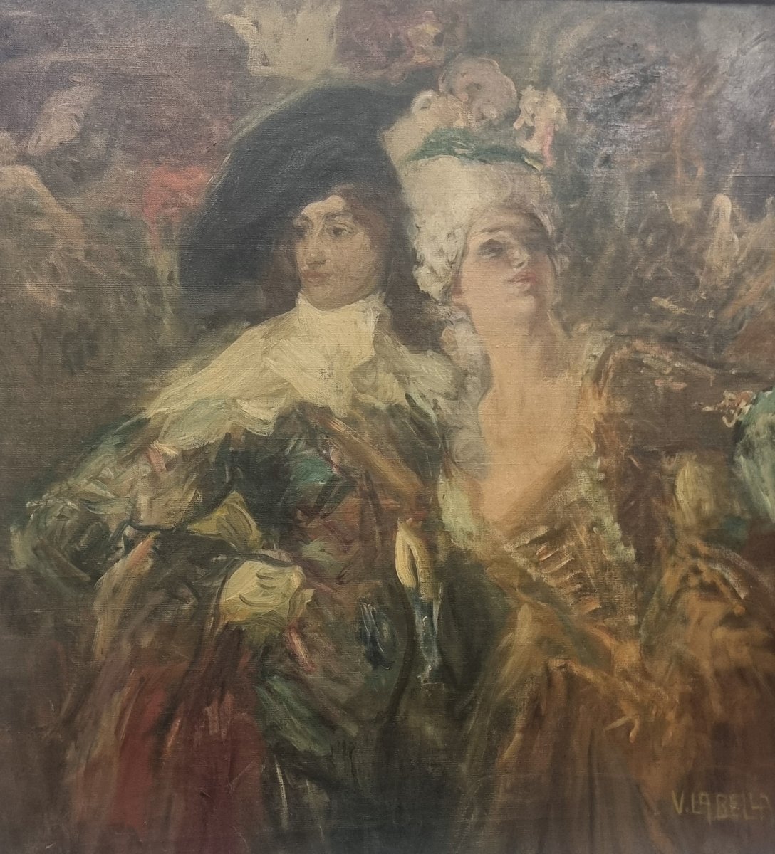 OLIO SU TELA - PERSONAGGI IN COSTUME - VINCENZO LA BELLA (Napoli 1872 – Napoli 1954) -photo-2