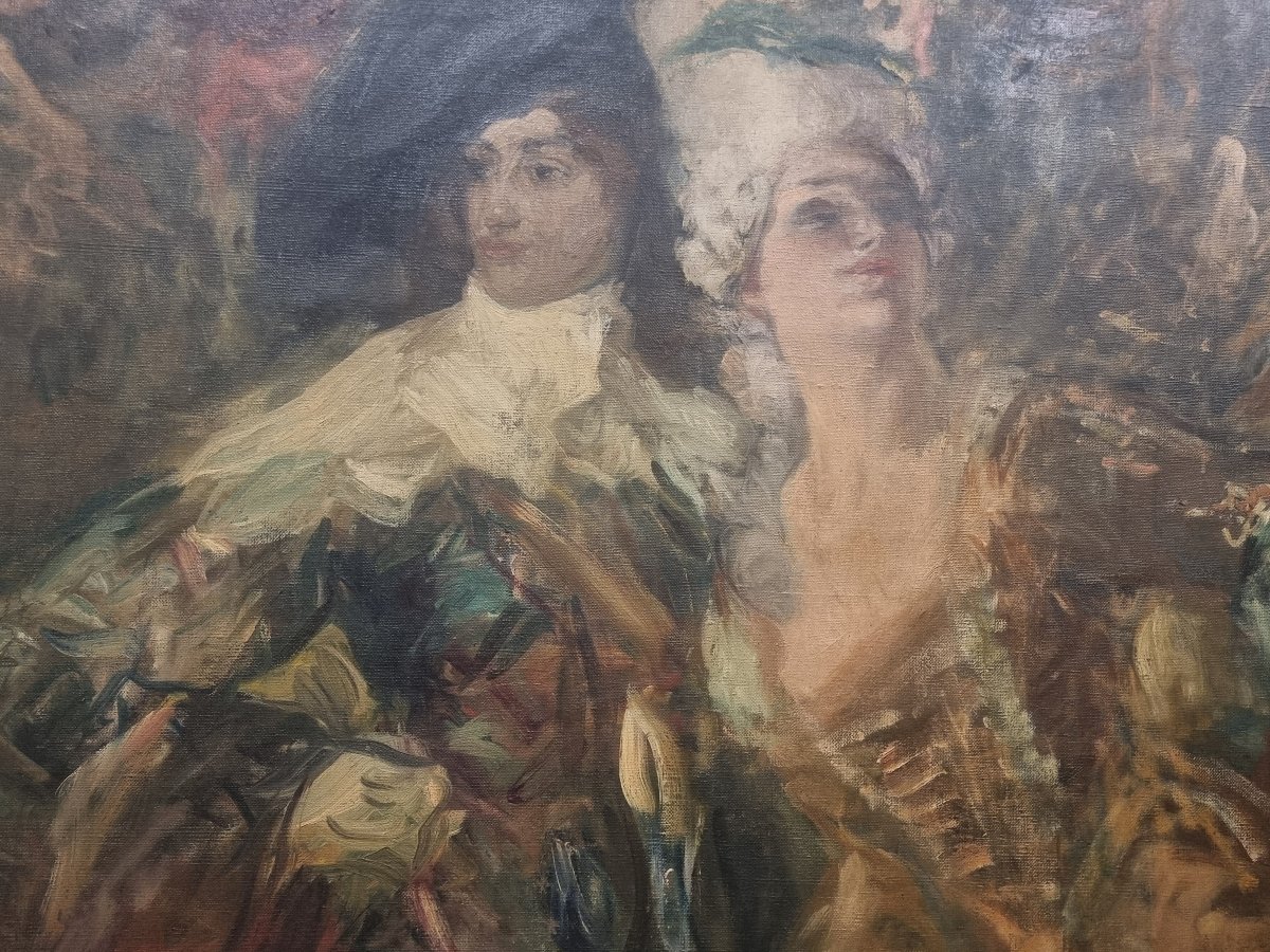 OLIO SU TELA - PERSONAGGI IN COSTUME - VINCENZO LA BELLA (Napoli 1872 – Napoli 1954) -photo-2