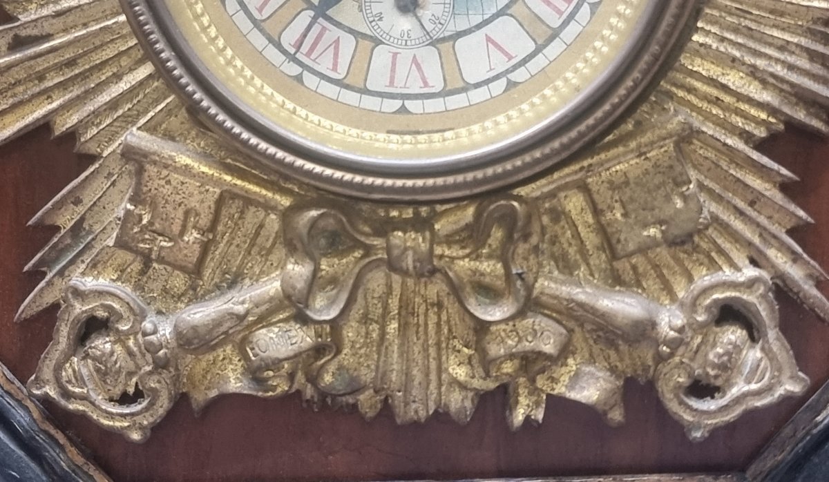 OROLOGIO IN BRONZO GIUBILEO LEONE XIII - 1900 - MONTATO SU CORNICE FIAMMINGA DELL'600-photo-4