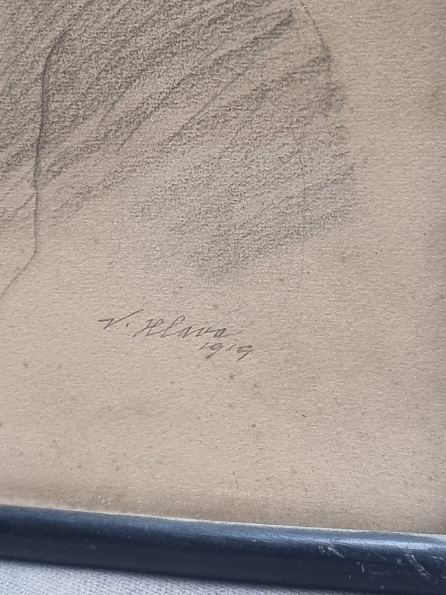 DISEGNO A MATITA - RITRATTO DONNA - Vratislav Hlava (1874-1955)-photo-2