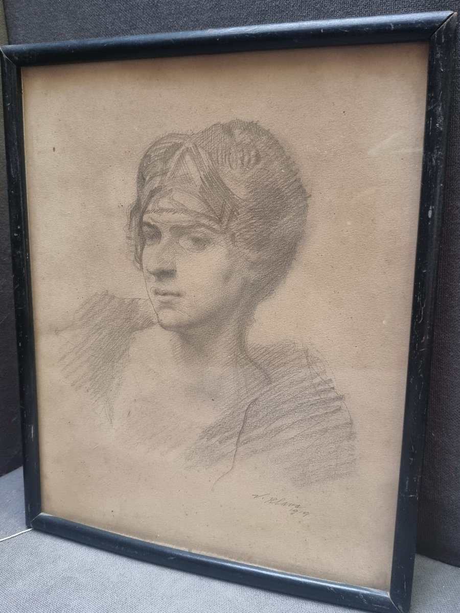 DISEGNO A MATITA - RITRATTO DONNA - Vratislav Hlava (1874-1955)
