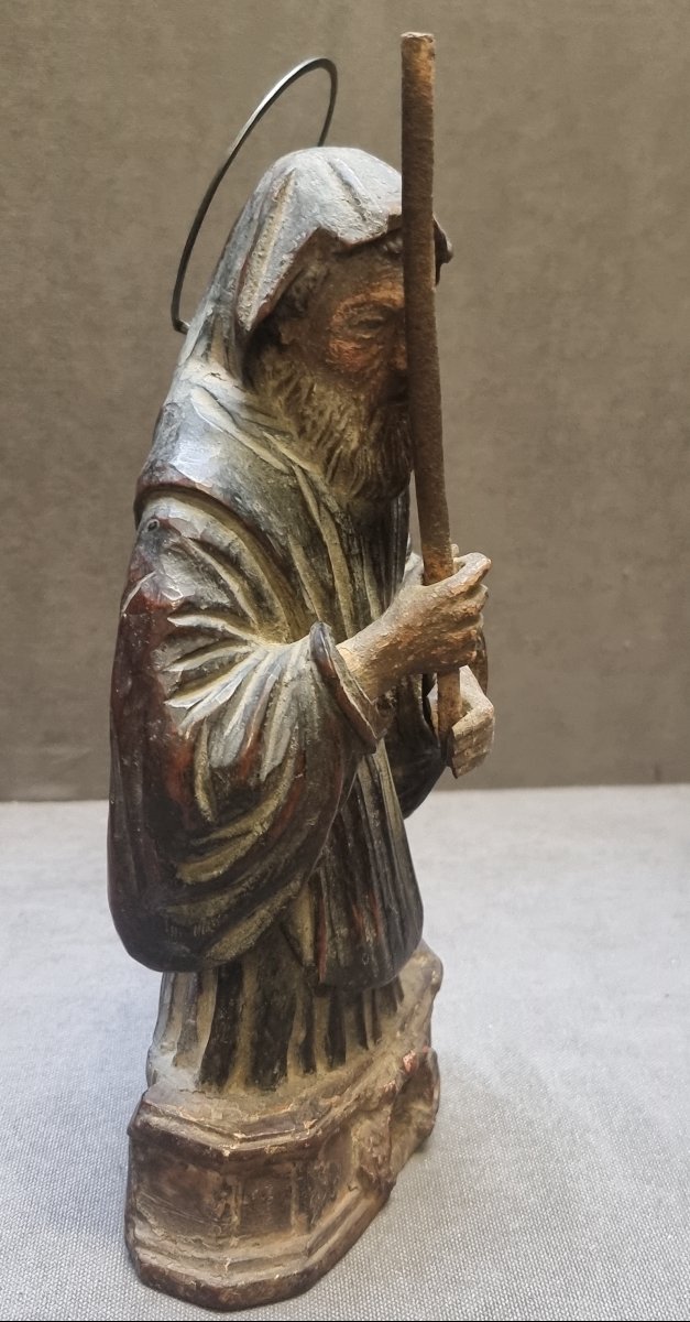 SCULTURA IN LEGNO SCOLPITO E DIPINTO - SAN FRANCESCO DI PAOLA - SUD ITALIA - Dell'700-photo-2