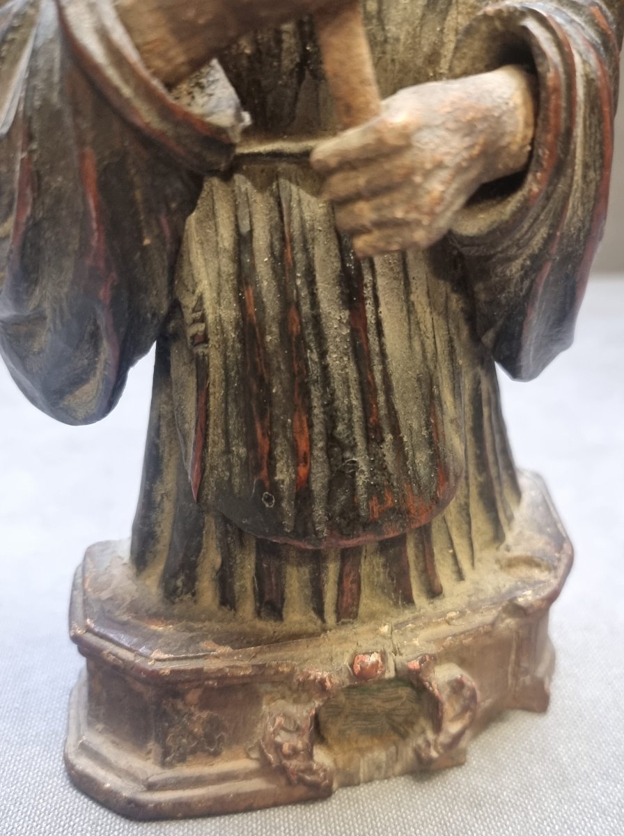 SCULTURA IN LEGNO SCOLPITO E DIPINTO - SAN FRANCESCO DI PAOLA - SUD ITALIA - Dell'700-photo-3
