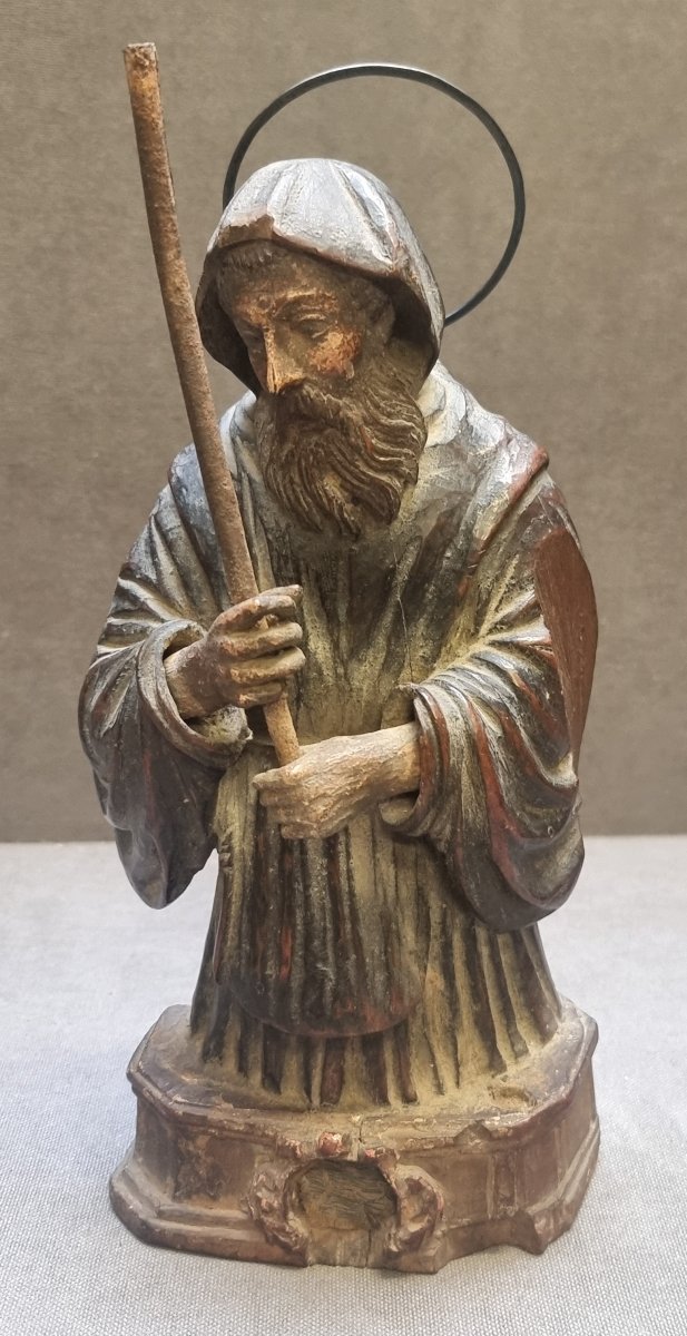 SCULTURA IN LEGNO SCOLPITO E DIPINTO - SAN FRANCESCO DI PAOLA - SUD ITALIA - Dell'700