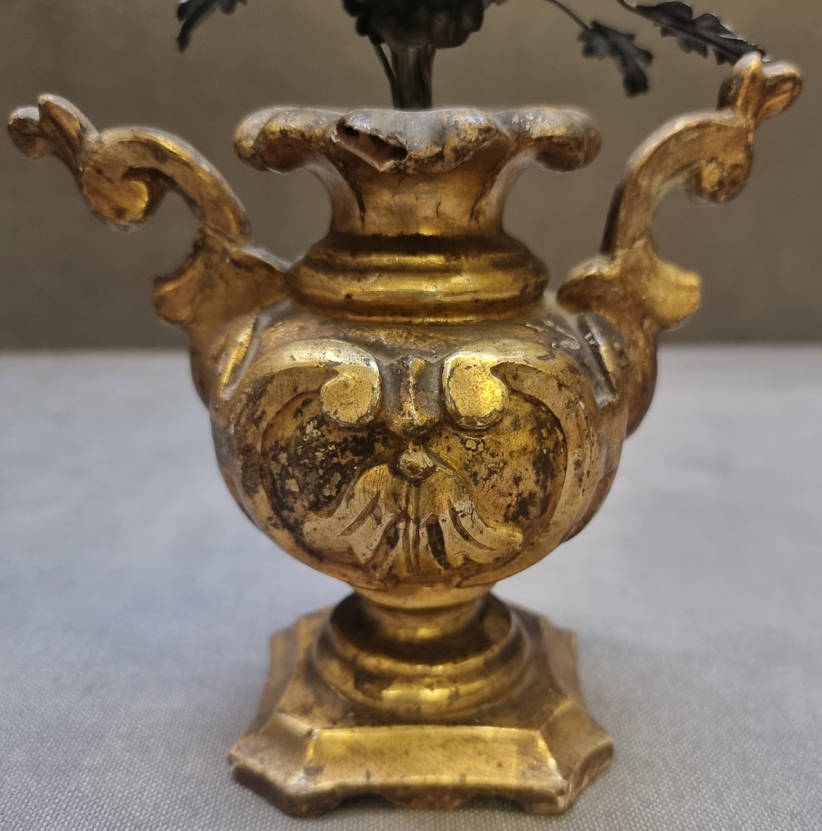 VASO IN LEGNO ARGENTATO A MECCA CON FIORI IN ARGENTO - SECONDA META DELL'700-photo-3