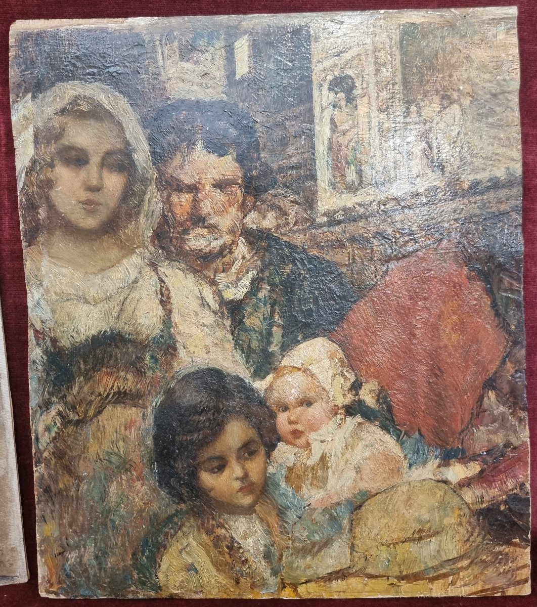 3 OLII DI GUSTAVO BACARISAS (1873-1971) - UNO SU CARTONE TELATO,DUE SU TAVOLETTA-photo-3