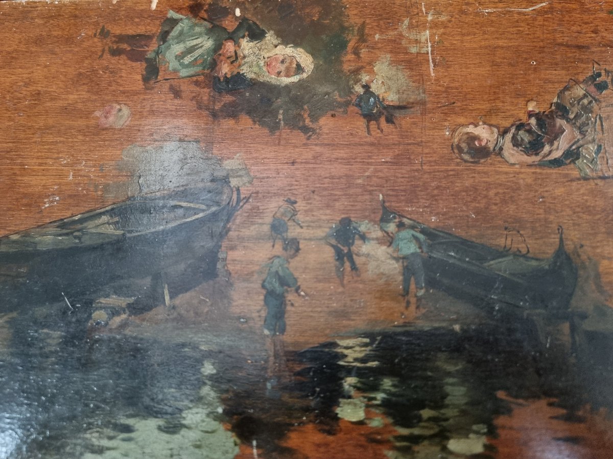 3 OLII DI GUSTAVO BACARISAS (1873-1971) - UNO SU CARTONE TELATO,DUE SU TAVOLETTA-photo-2