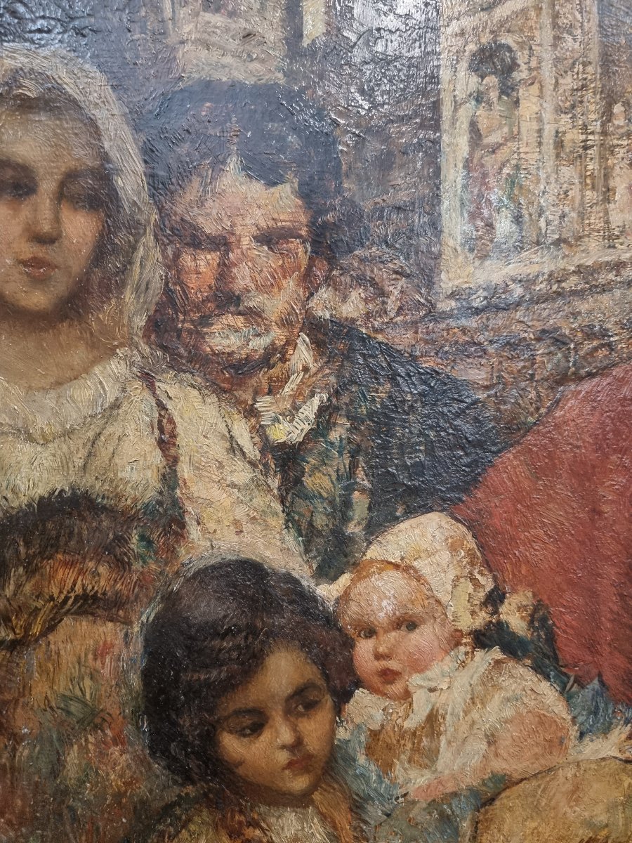 3 OLII DI GUSTAVO BACARISAS (1873-1971) - UNO SU CARTONE TELATO,DUE SU TAVOLETTA-photo-3