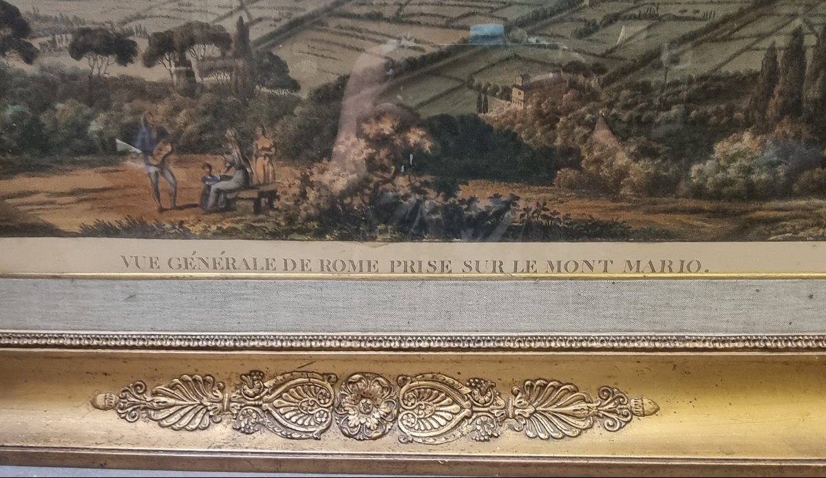 INCISIONE ACQUARELLATA - VISTA ROMA DA MONTE MARIO - JAKOB PHILIPP HACKERT (1737-1807)-photo-2