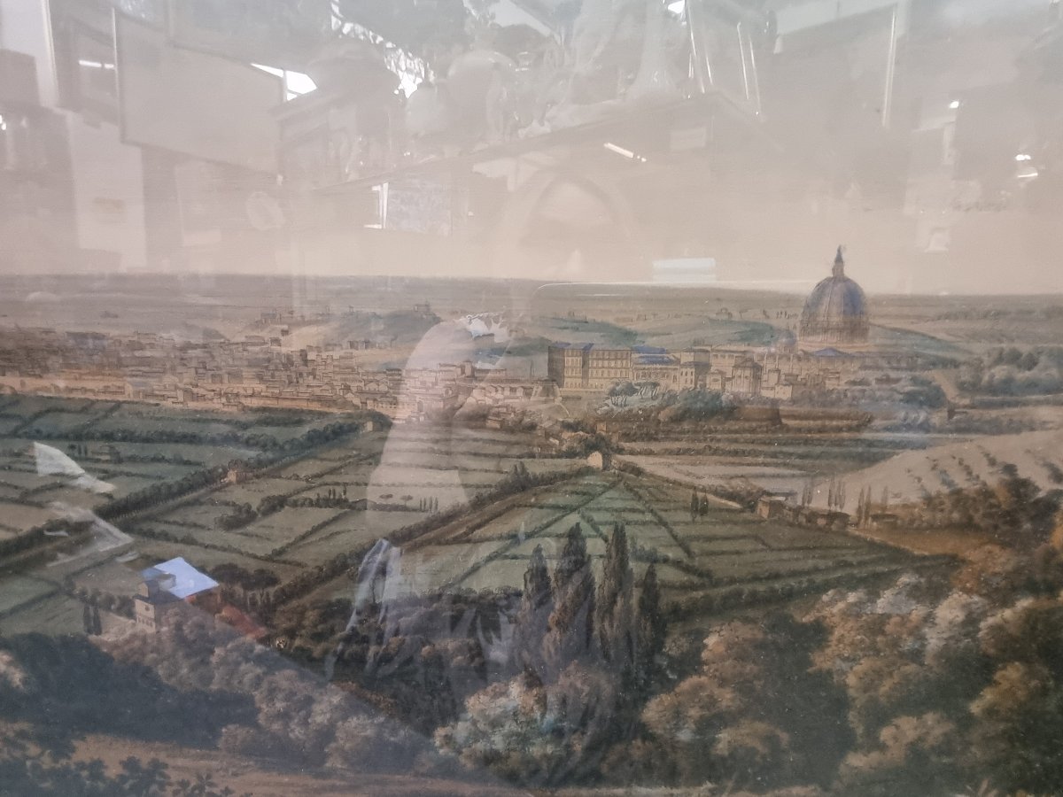INCISIONE ACQUARELLATA - VISTA ROMA DA MONTE MARIO - JAKOB PHILIPP HACKERT (1737-1807)-photo-4