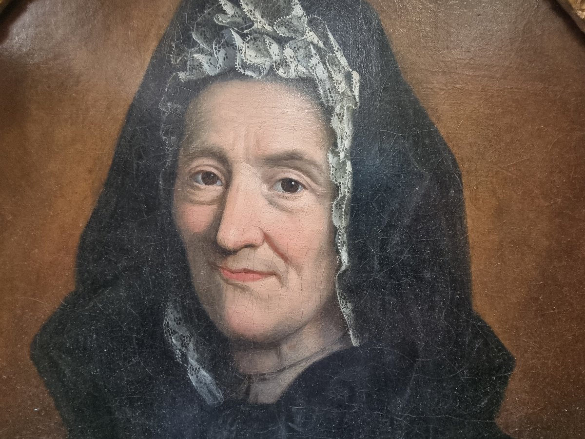 OLIO SU TELA - RITRATTO DONNA - FRANCIA, prima metà XVIII secolo-photo-2