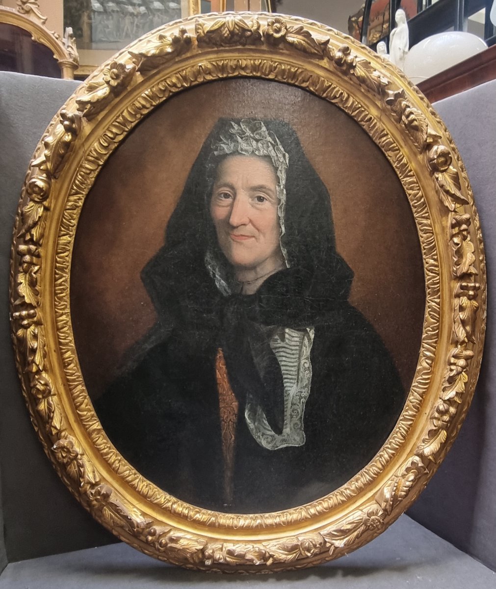 OLIO SU TELA - RITRATTO DONNA - FRANCIA, prima metà XVIII secolo