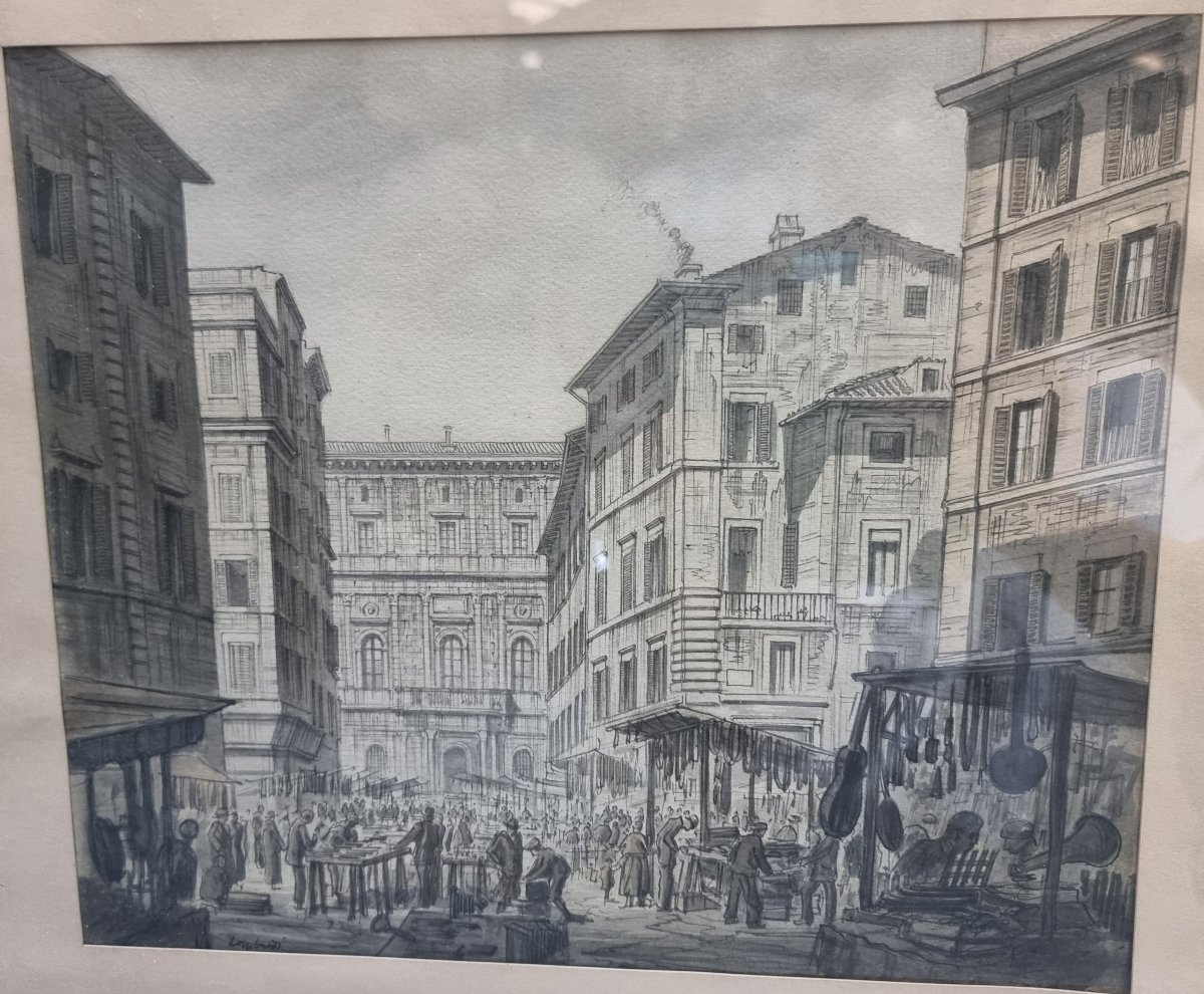 ACQUERELLO ROMA, PIAZZA DELLA CANCELLERIA - anni '30-photo-2
