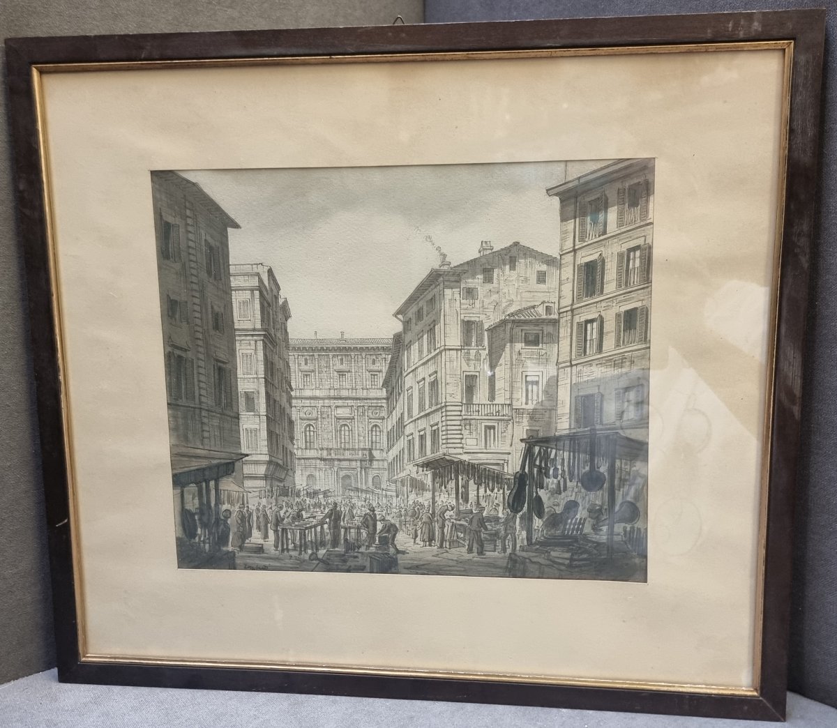 ACQUERELLO ROMA, PIAZZA DELLA CANCELLERIA - anni '30