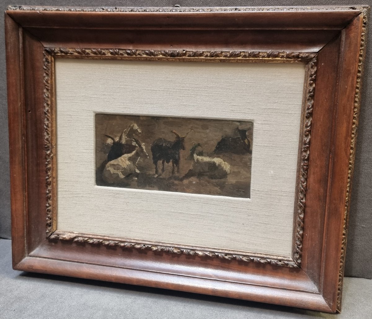 QUADRO OLIO oSU CARTONCINO - STUDIO DI CAPRE - DELL'800