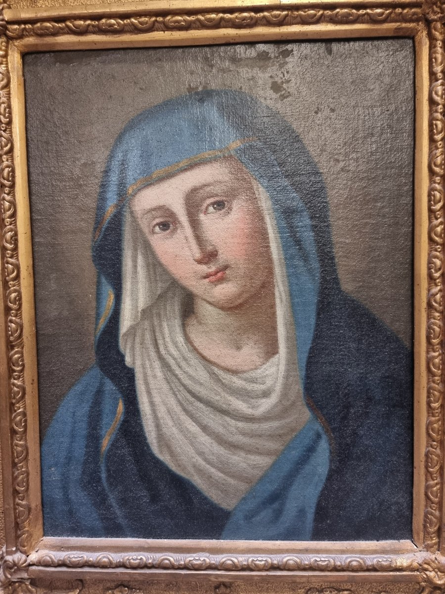 OLIO SU TAVOLA RAFFIGURANTE LA MADONNA - ITALIA CENTRALE, metà '800-photo-2
