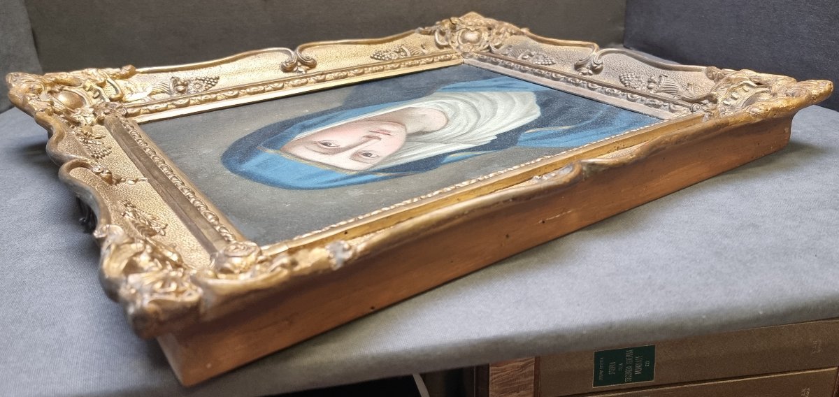 OLIO SU TAVOLA RAFFIGURANTE LA MADONNA - ITALIA CENTRALE, metà '800-photo-1