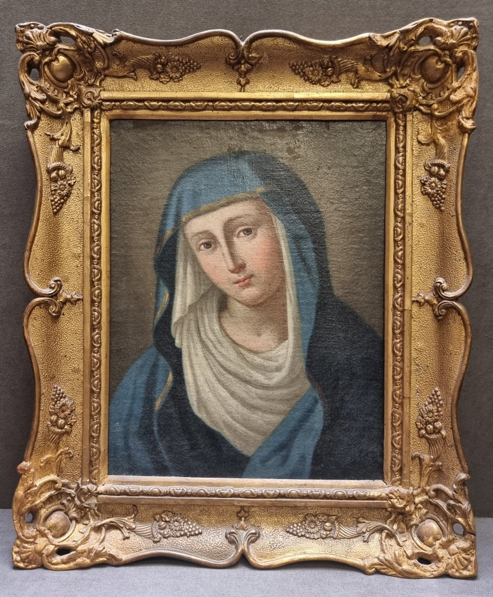 OLIO SU TAVOLA RAFFIGURANTE LA MADONNA - ITALIA CENTRALE, metà '800