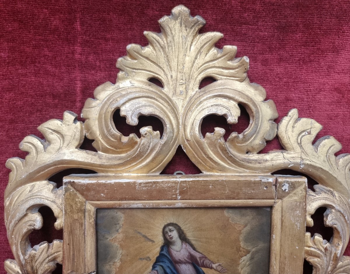 OLIO SU RAME RAFFIGURANTE MADONNA - ITALIA dell'700-photo-2