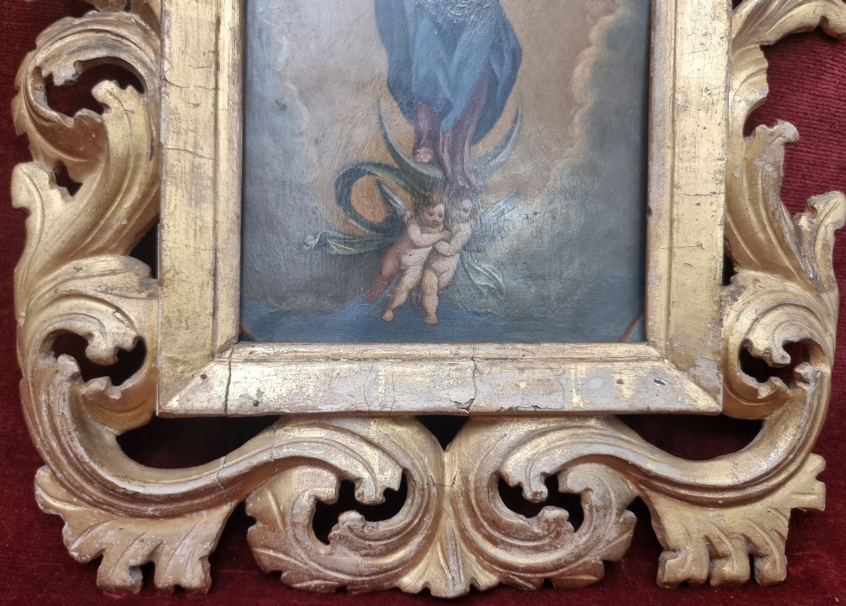 OLIO SU RAME RAFFIGURANTE MADONNA - ITALIA dell'700-photo-3