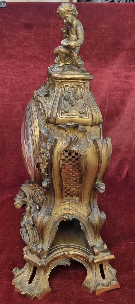 OROLOGIO DA TAVOLO IN BRONZO DORATO - FRANCIA, metà '800, NAPOLEONE III - PROSPER ROUSSEL-photo-3