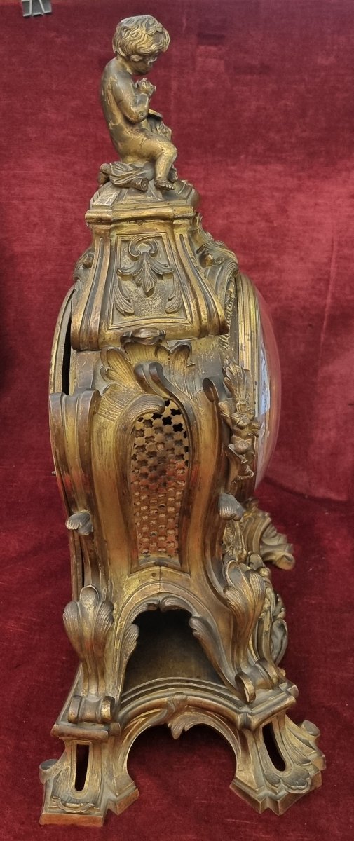 OROLOGIO DA TAVOLO IN BRONZO DORATO - FRANCIA, metà '800, NAPOLEONE III - PROSPER ROUSSEL-photo-2