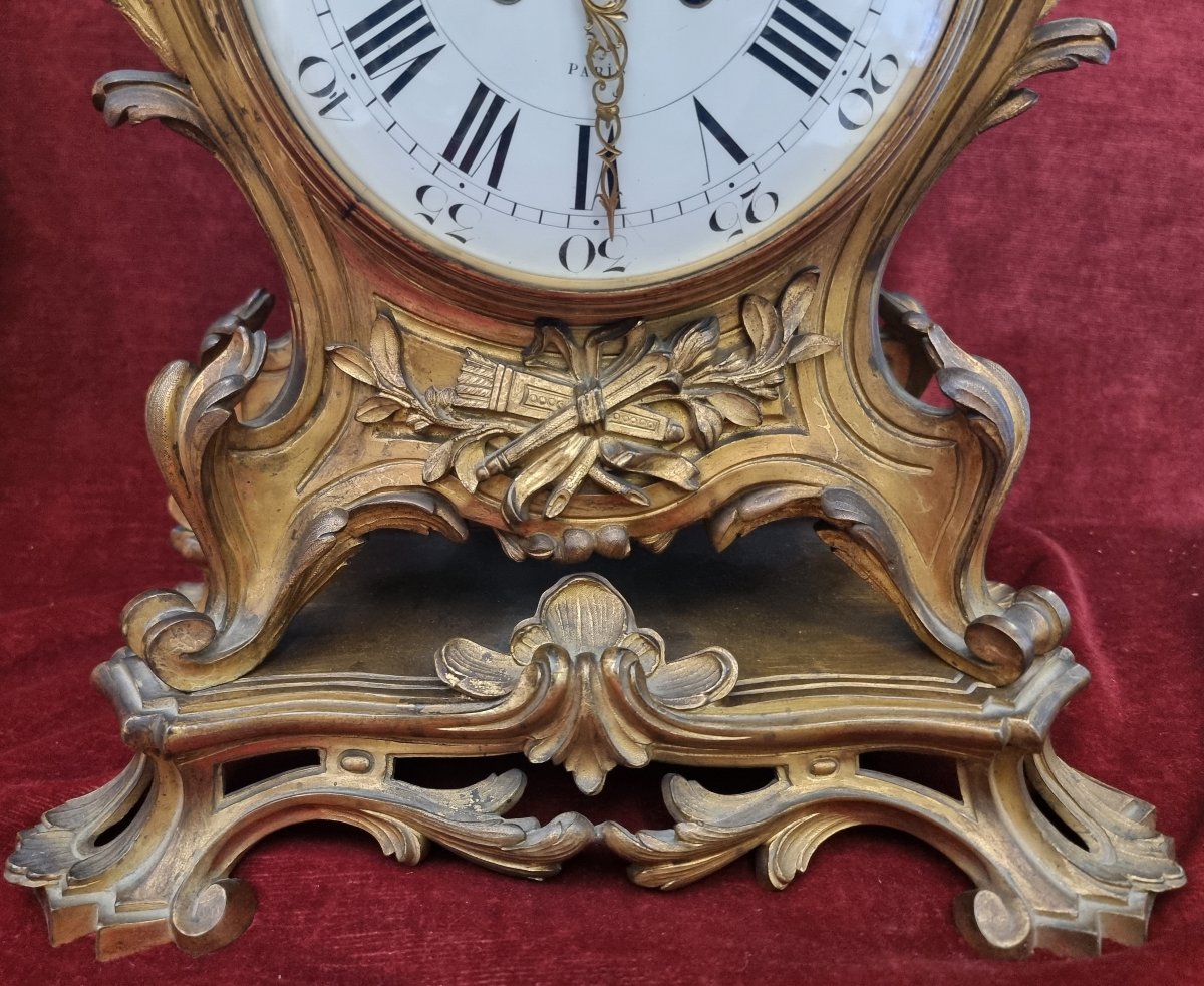 OROLOGIO DA TAVOLO IN BRONZO DORATO - FRANCIA, metà '800, NAPOLEONE III - PROSPER ROUSSEL-photo-4