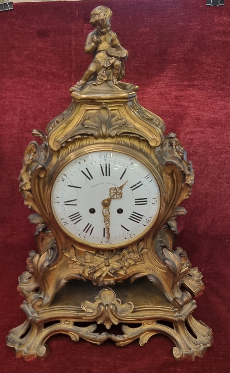 OROLOGIO DA TAVOLO IN BRONZO DORATO - FRANCIA, metà '800, NAPOLEONE III - PROSPER ROUSSEL