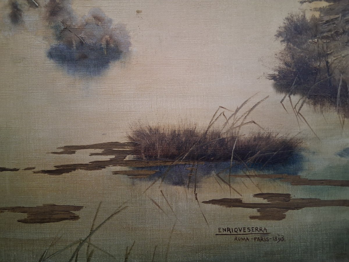 OLIO SU TELA 1893 - PAESAGGIO - ENRIQUE SERRA (Barcellona 1858 – Roma1918)-photo-3