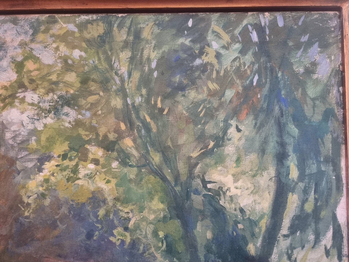 OLIO SU TELA - PAESAGGIO CON ARMENTI - Giuseppe Pennasilico (Napoli 1861 - Genova 1940)-photo-2