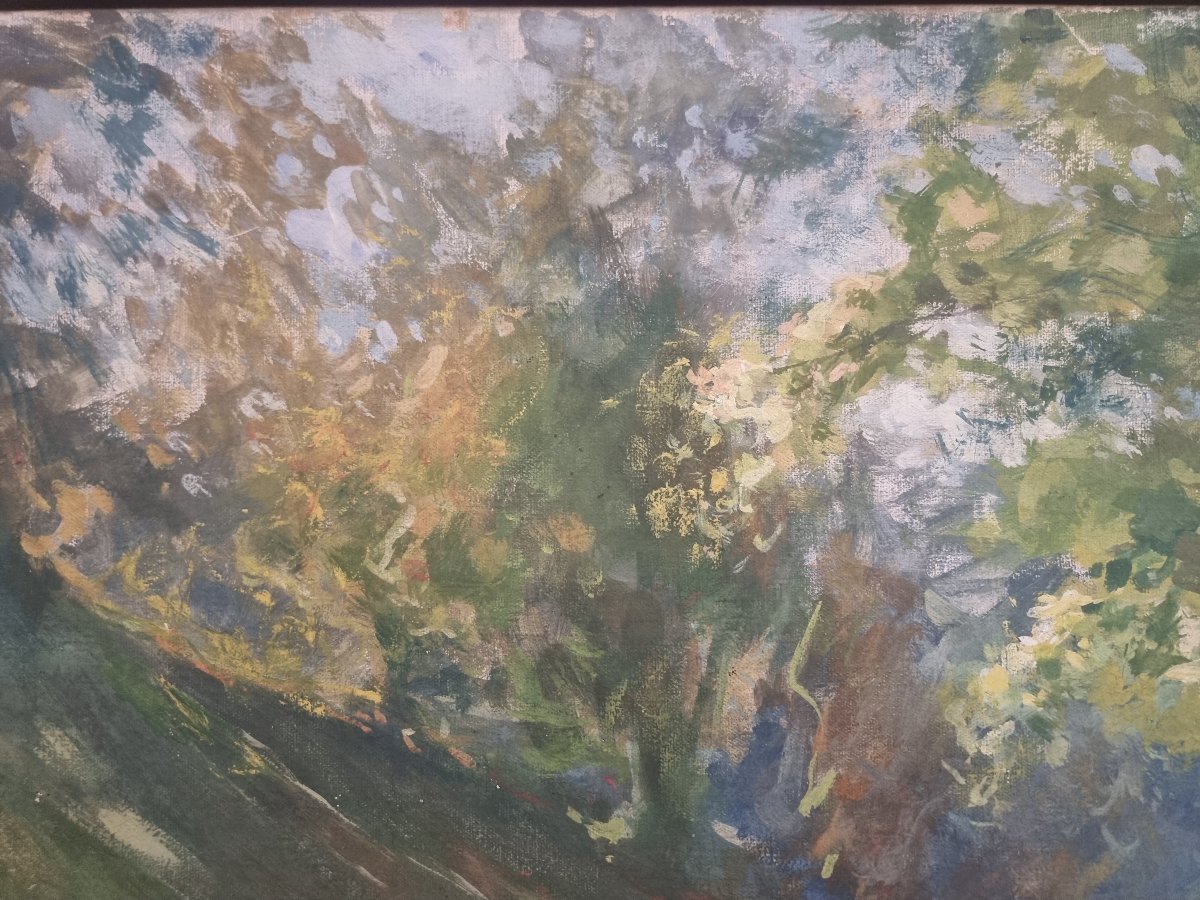 OLIO SU TELA - PAESAGGIO CON ARMENTI - Giuseppe Pennasilico (Napoli 1861 - Genova 1940)-photo-3