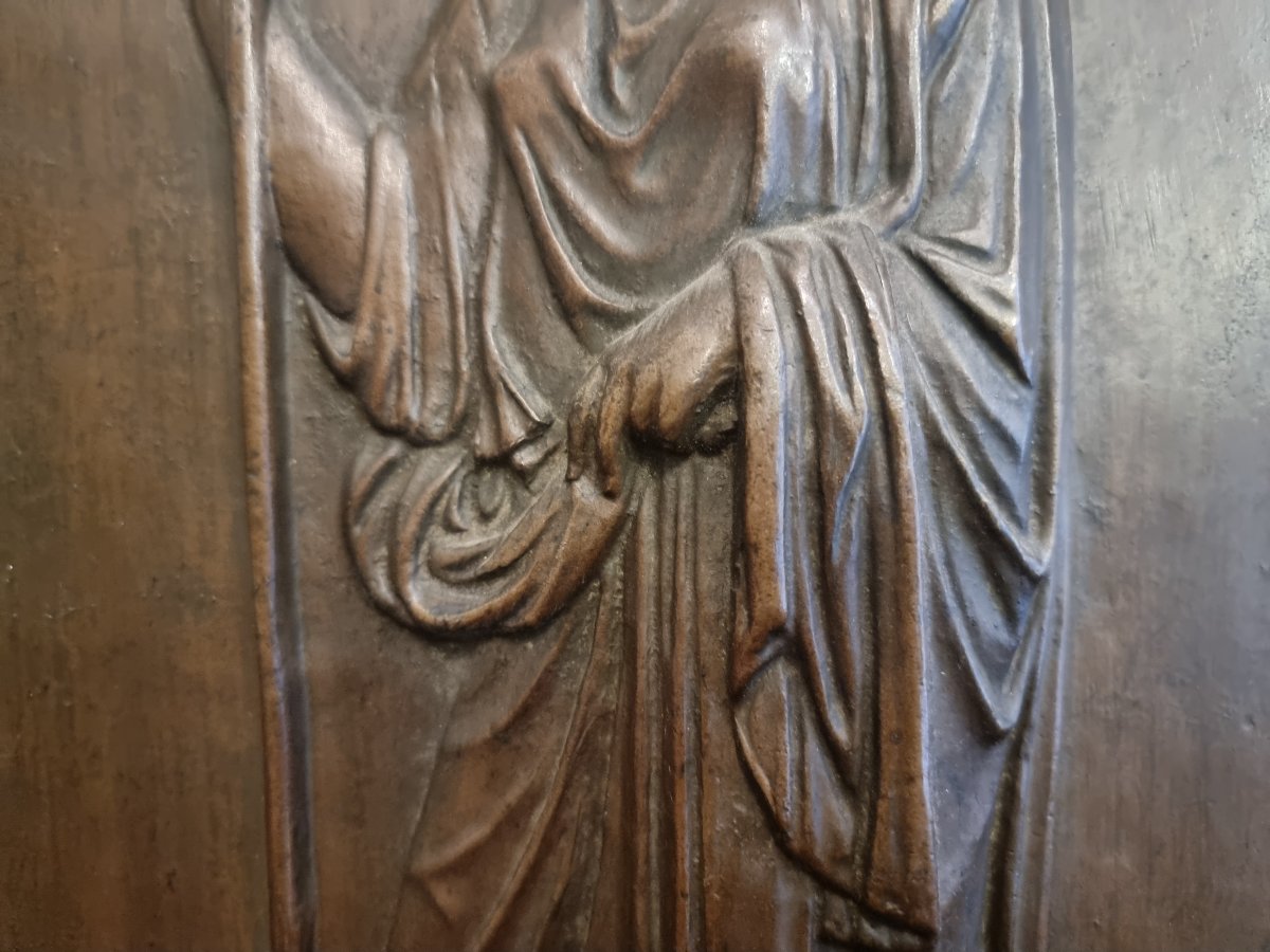 BASSORILIEVO IN BRONZO RAFFIGURANTE VESTALE - FRANCIA, fine XIX SECOLO-photo-3