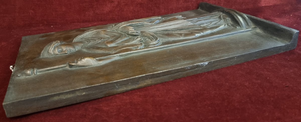 BASSORILIEVO IN BRONZO RAFFIGURANTE VESTALE - FRANCIA, fine XIX SECOLO-photo-2