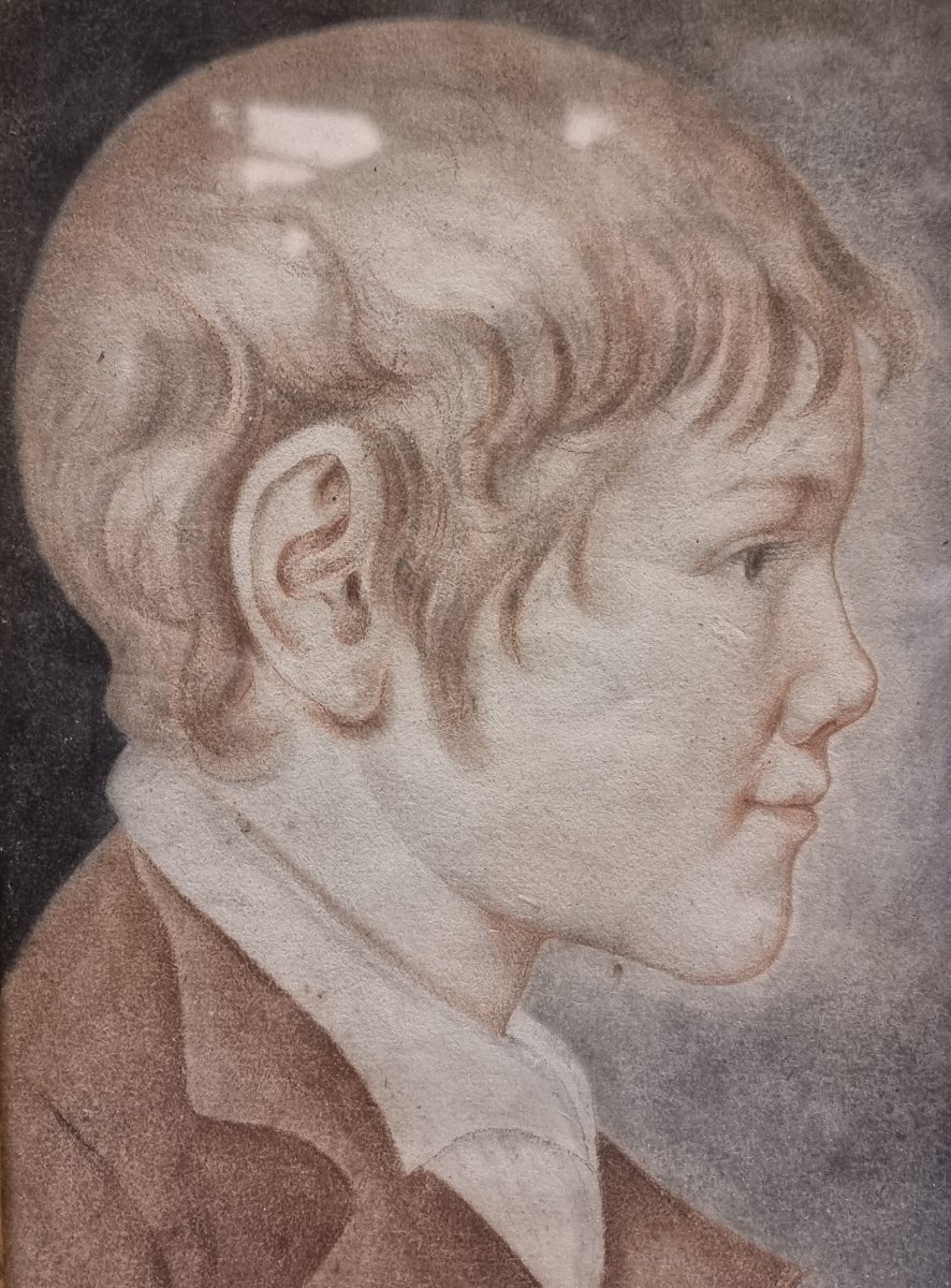 DISEGNO RAGAZZO primi '800 - CORNICE ANTICA DELL'600-photo-2