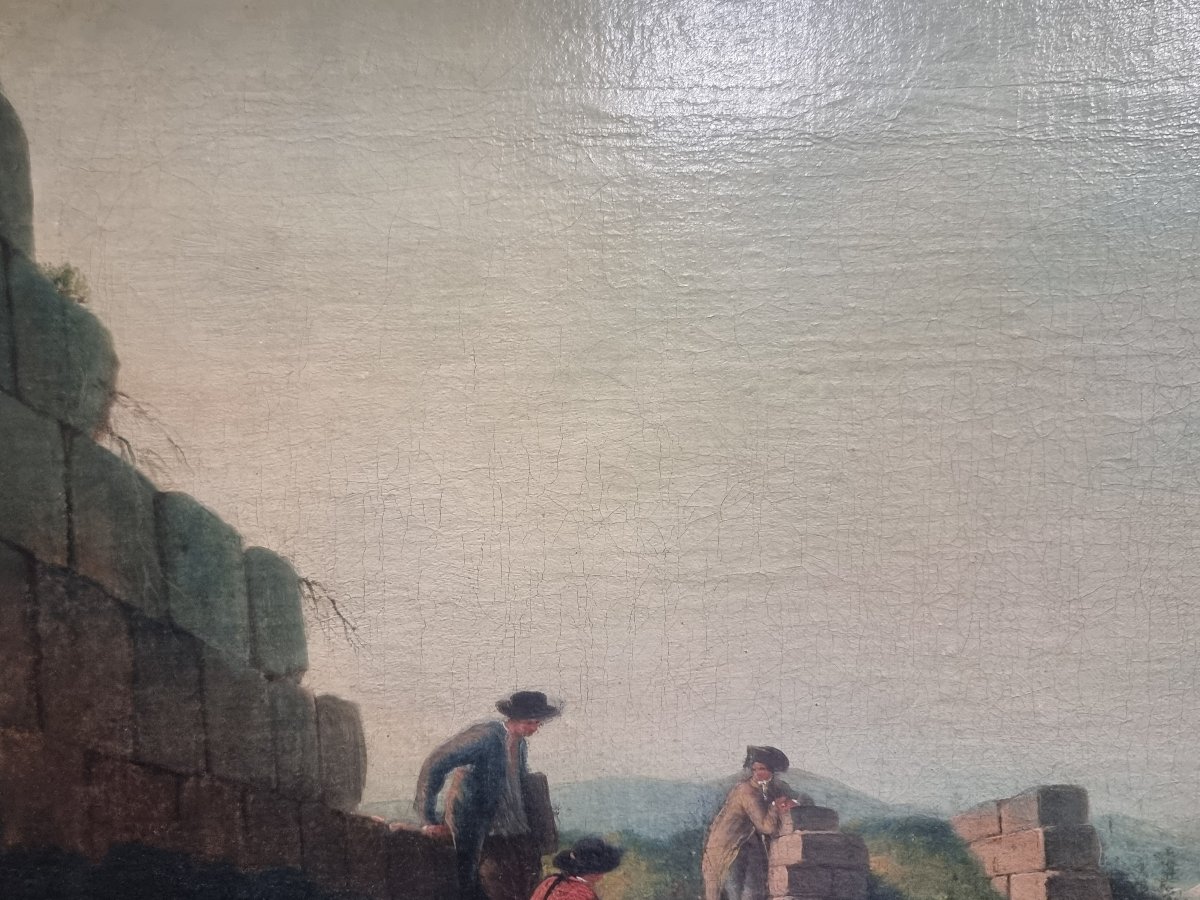 OLIO SU TELA - PAESAGGIO LAZIALE - PRIMI '800 CON CORNICE COEVA-photo-1