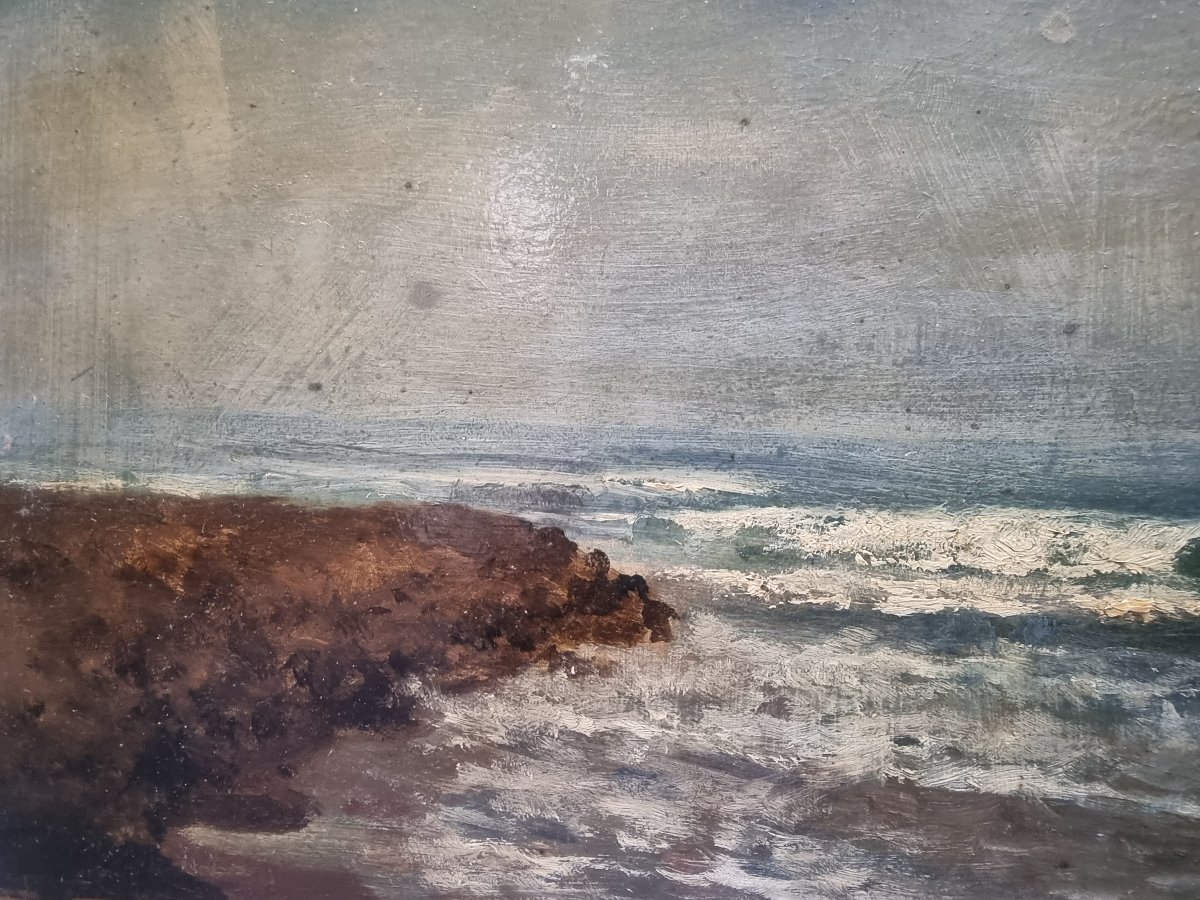 OLIO SU CARTONE - MARINA datata1891 - VINCENZO CABIANCA (Verona 1827 - Roma 1902)-photo-3