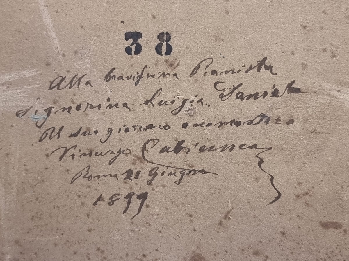 OLIO SU CARTONE - MARINA datata1891 - VINCENZO CABIANCA (Verona 1827 - Roma 1902)-photo-2