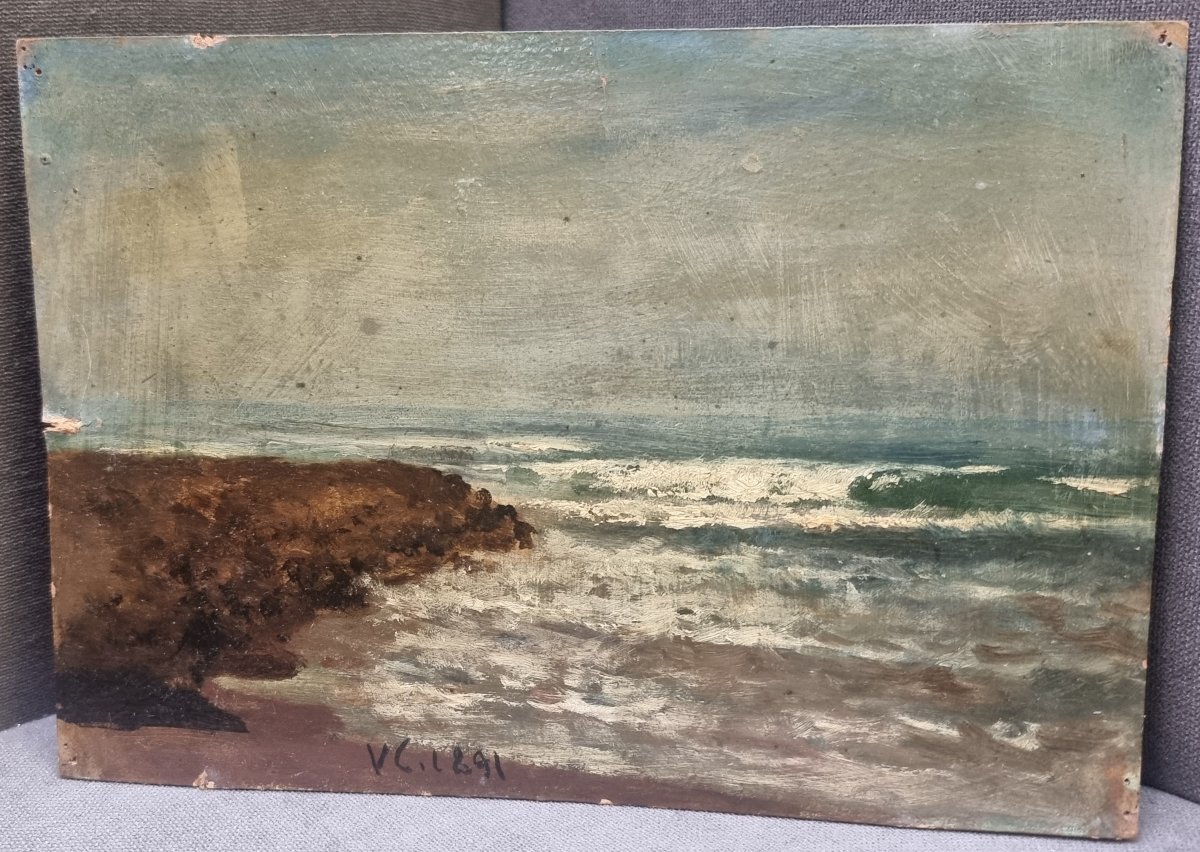 OLIO SU CARTONE - MARINA datata1891 - VINCENZO CABIANCA (Verona 1827 - Roma 1902)