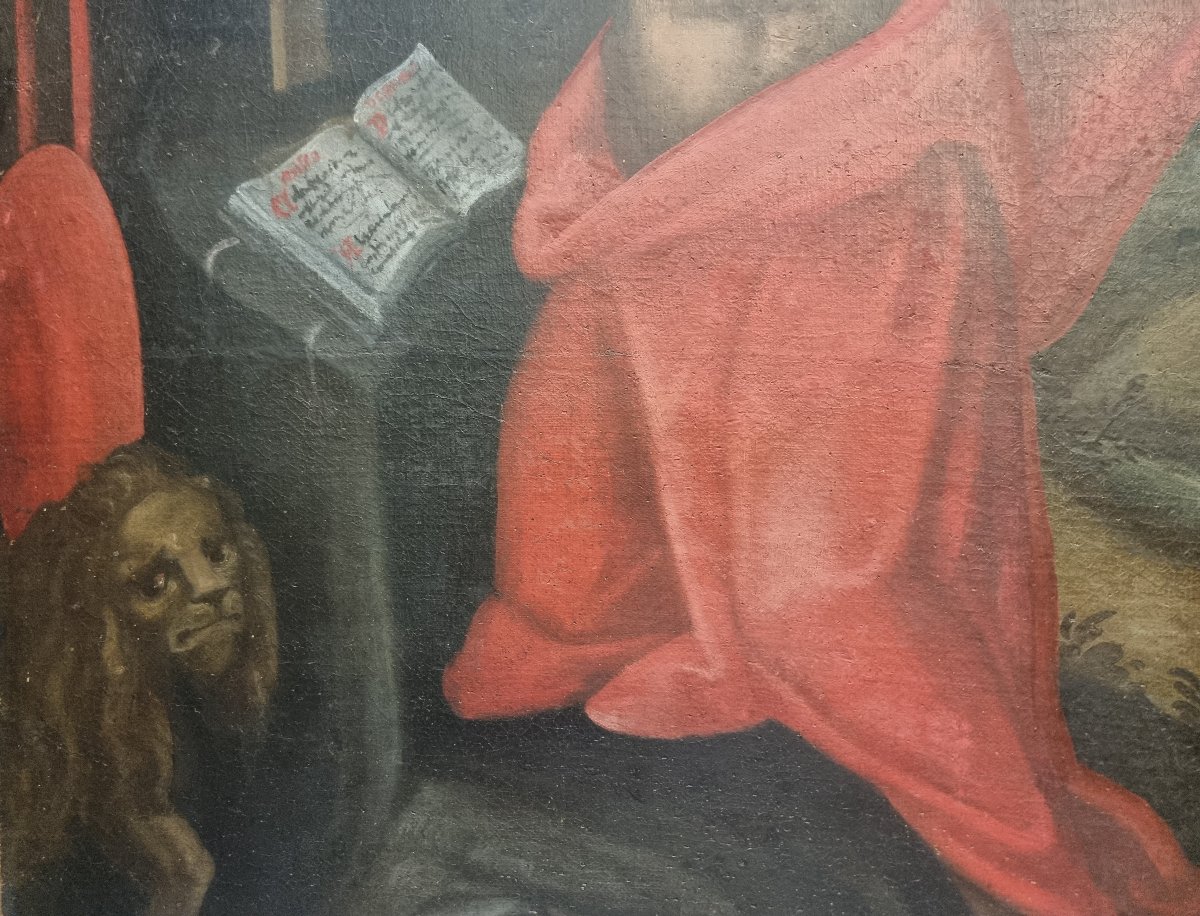 DIPINTO OLIO SU TELA - SAN GIROLAMO - CENTRO ITALIA, del XVII SECOLO-photo-3