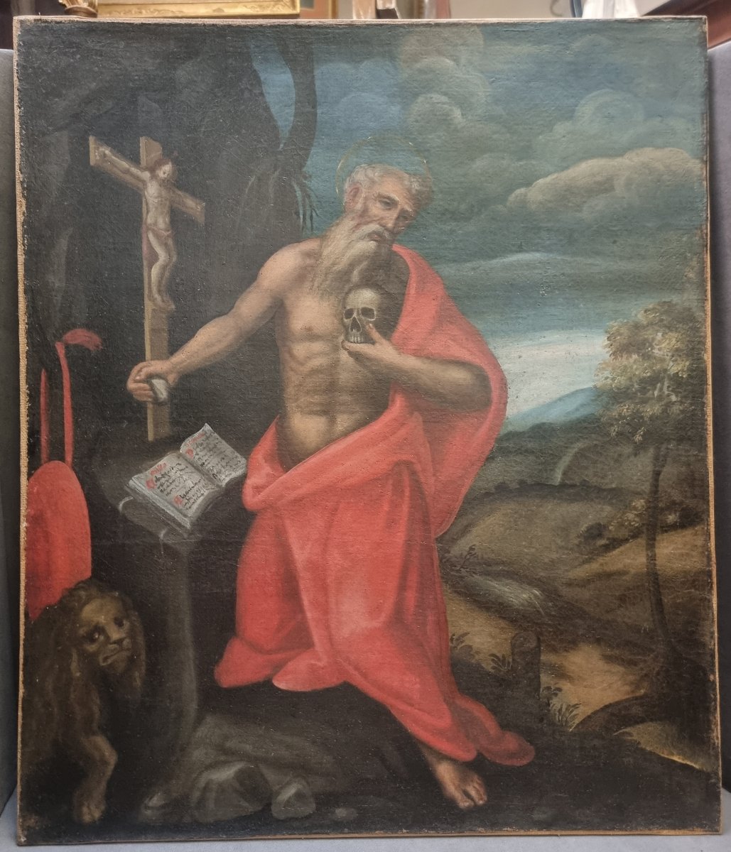 DIPINTO OLIO SU TELA - SAN GIROLAMO - CENTRO ITALIA, del XVII SECOLO