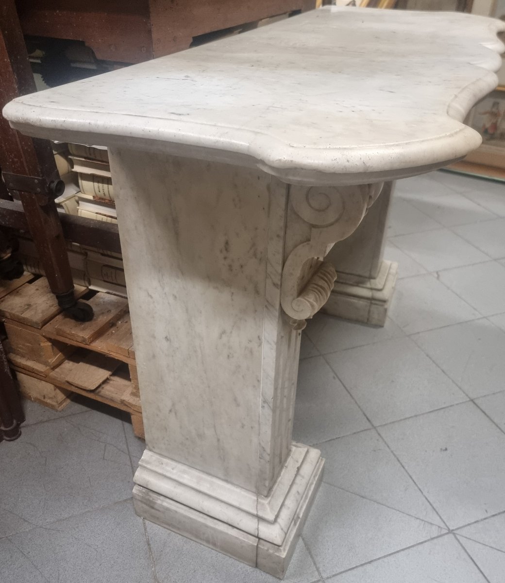 CONSOLE IN MARMO STATUARIO - ITALIA, PRIMA META DELL'800-photo-2