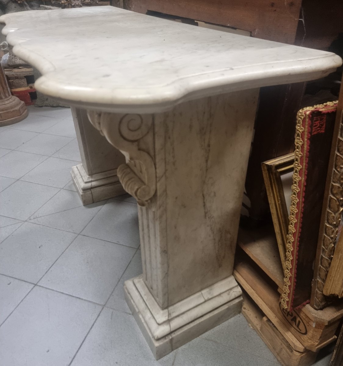 CONSOLE IN MARMO STATUARIO - ITALIA, PRIMA META DELL'800-photo-4