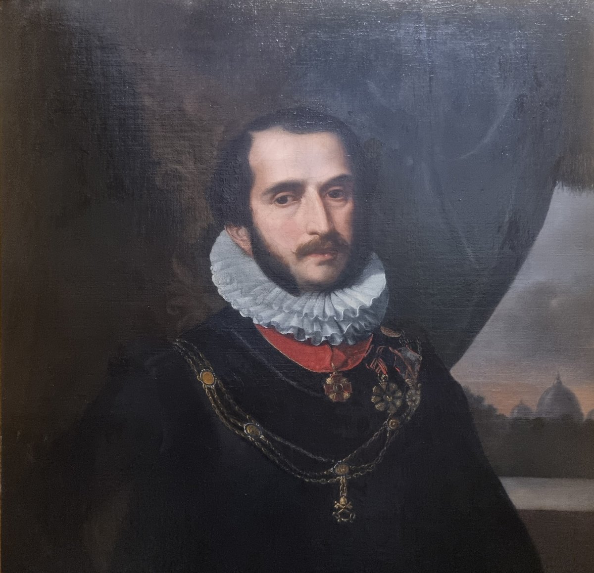 OLIO SU TELA - RITRATTO GUARDIA NOBILE PAPALE - Prima metà dell'800-photo-2