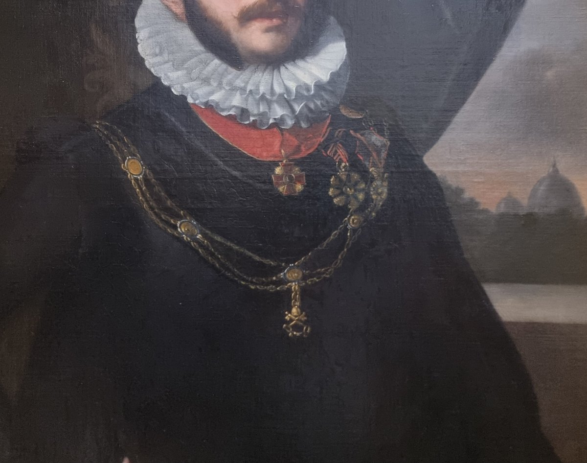 OLIO SU TELA - RITRATTO GUARDIA NOBILE PAPALE - Prima metà dell'800-photo-3