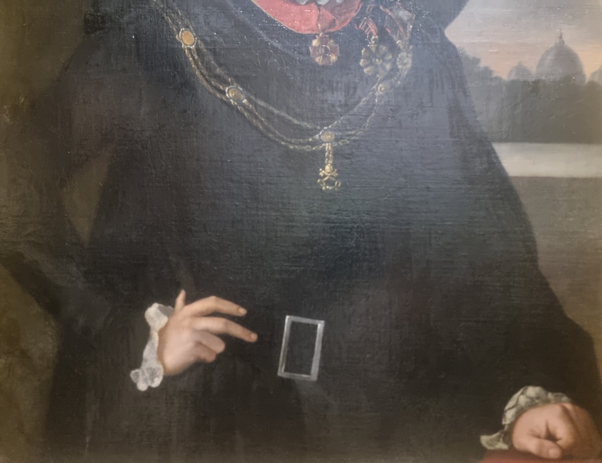 OLIO SU TELA - RITRATTO GUARDIA NOBILE PAPALE - Prima metà dell'800-photo-1
