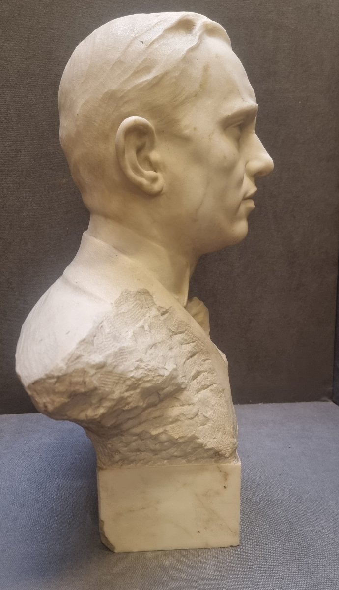 BUSTO UOMO IN MARMO STATUARIO - Firmato Pietro Piraino (1878-1950)-photo-2