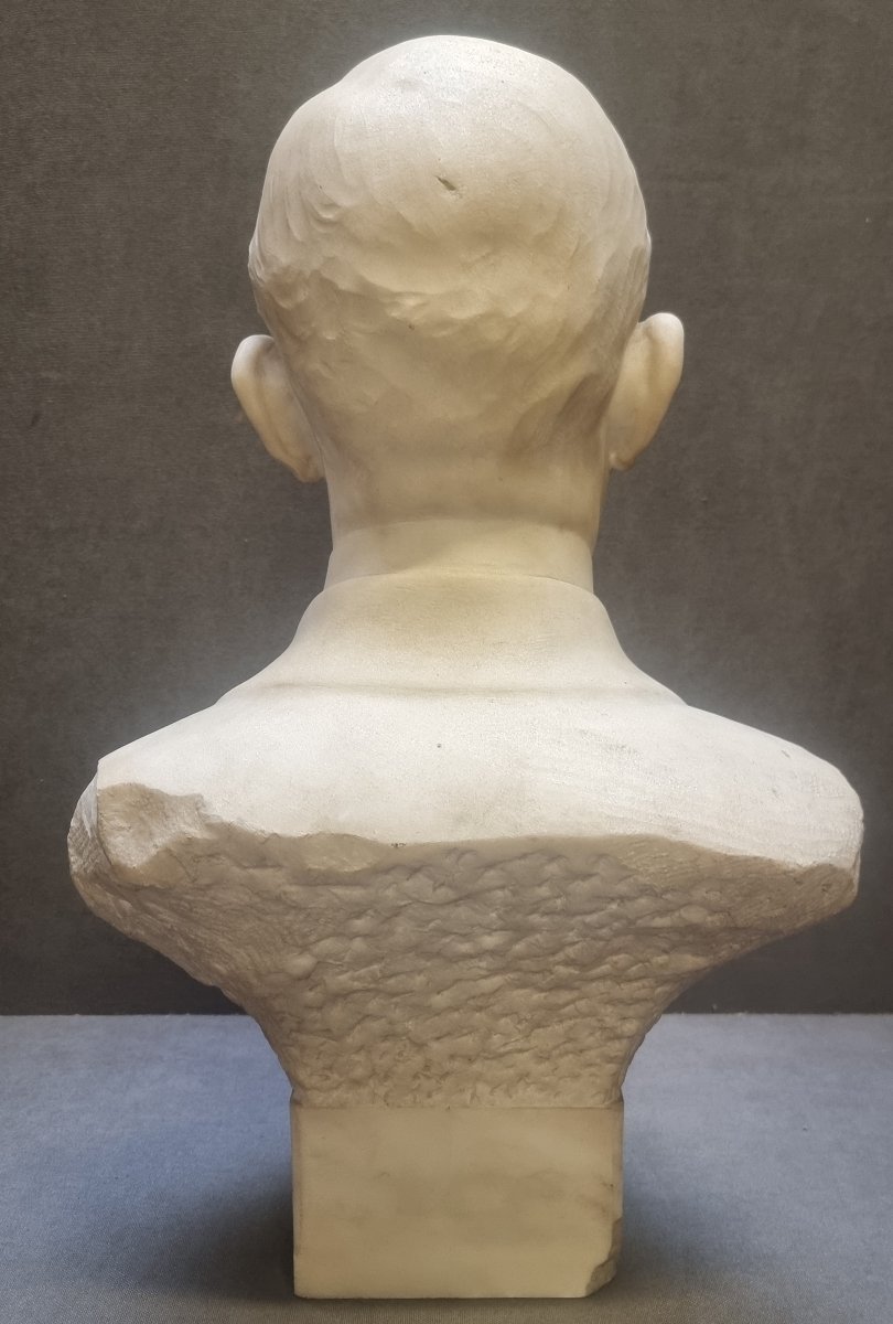 BUSTO UOMO IN MARMO STATUARIO - Firmato Pietro Piraino (1878-1950)-photo-3